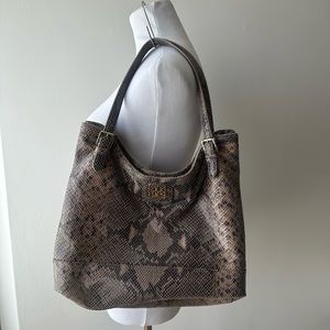 Tory Burch Snake pattern satchel purse bag gold accent hardware